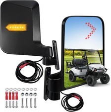 2 PCS Golf Cart Side Mirrors with Turn Signals, 7.1" 5.3" HD Rearview Mirrors