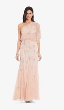 Adrianna Papell Women's One Shoulder Beaded Dress (Blush, 4) $300