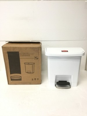 NEW Rubbermaid 1886803 Slim Jim 15L - 4G White Step-On Trash Can FREE SHIPPING