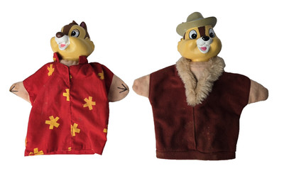 Vintage Disney Chip N' Dale Rescue Rangers Hand Puppets Molded Plastic Heads