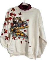 Vintage Colorful Fall Sweatshirt M Grandma Country Fall Retro Harvest 90s Artsy