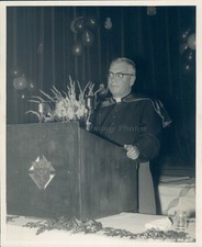 1957 Photo Reverend Arthur Riley Main Speaker Religious Platform Flowers 8x10