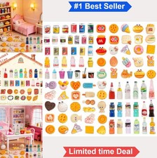 100 Piece Miniature Food Drink Bottles Soda Cans Cake Ice Cream Pretend Play