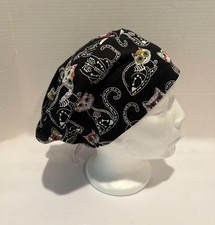 Sugar Skull Cats Euro Style Scrub Hat OR Tech, Doctor, Peds, Veterinarian, Nurse