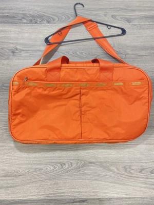 LeSportsac Weekender Orange Travel Tote Shoulder Strap Pockets Medium Carryon