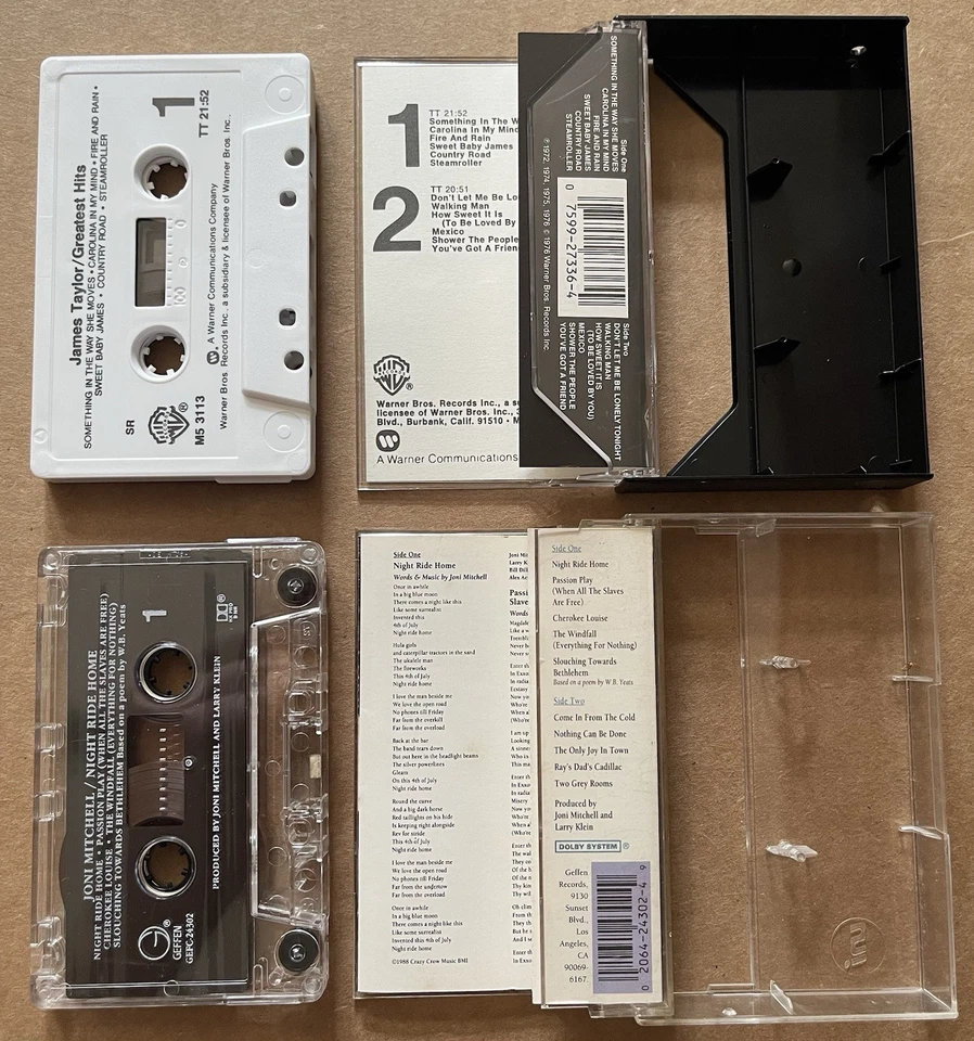 7 Cassette Lot Tested James Taylor, Joni Mitchell, Paul Simon, Garfunkel, McLean Foto 3 de 4