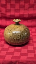 Vintage Studio Pottery Bud Vase Signed Lyster Speckled Glaze Art Pottery