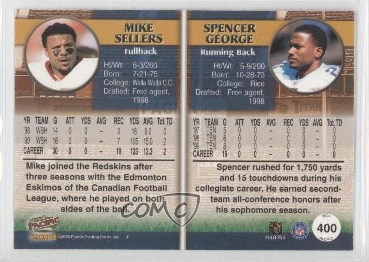 2000 Pacific Gold Missing Serial Number Mike Sellers Spencer George #400 - Image 2 of 2