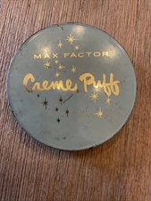 VTG 1955 MAX FACTOR CREME PUFF TEMPTING TOUCH COMPACT MAKE UP PRESSED POWDER TIN