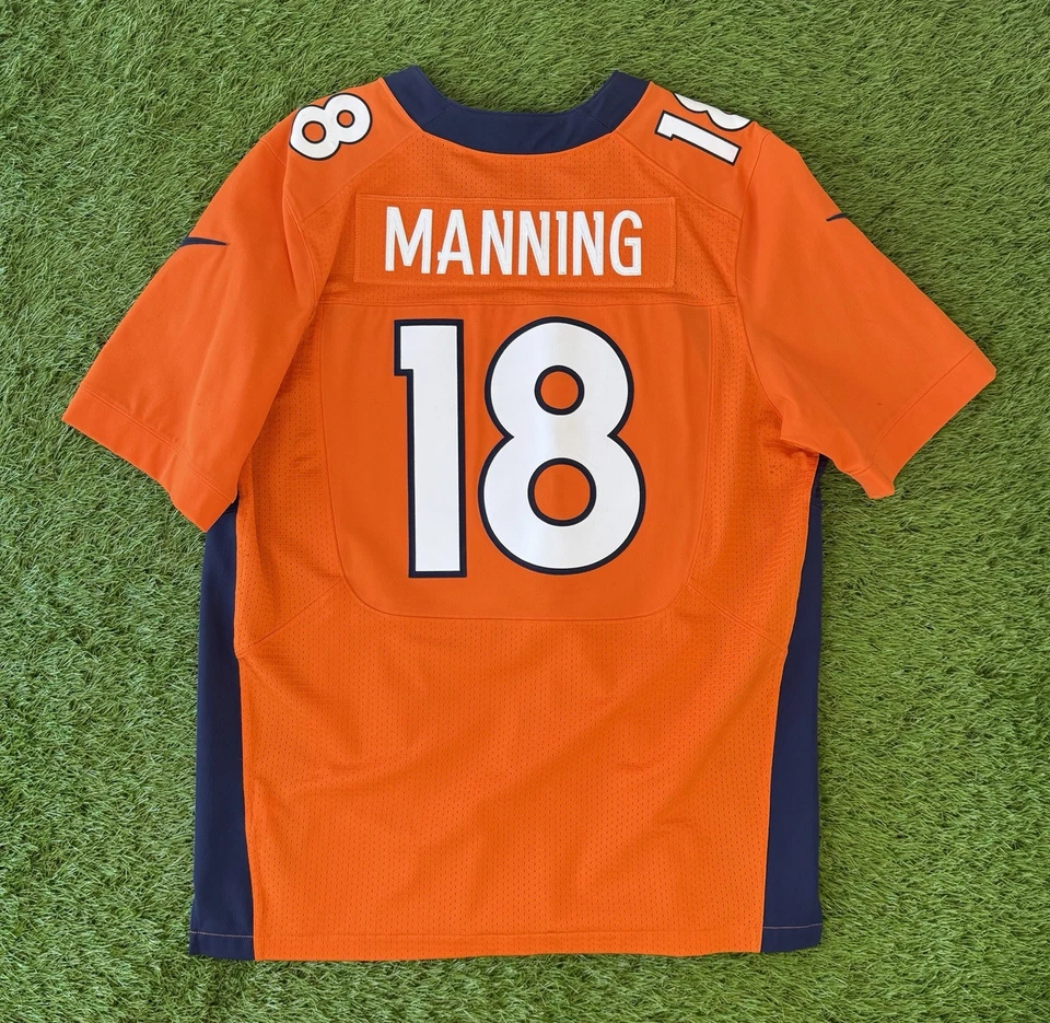 Camiseta deportiva de fútbol americano Peyton Manning Denver Broncos 2015 Nike Elite auténtica de la NFL 48 Foto 2 de 4