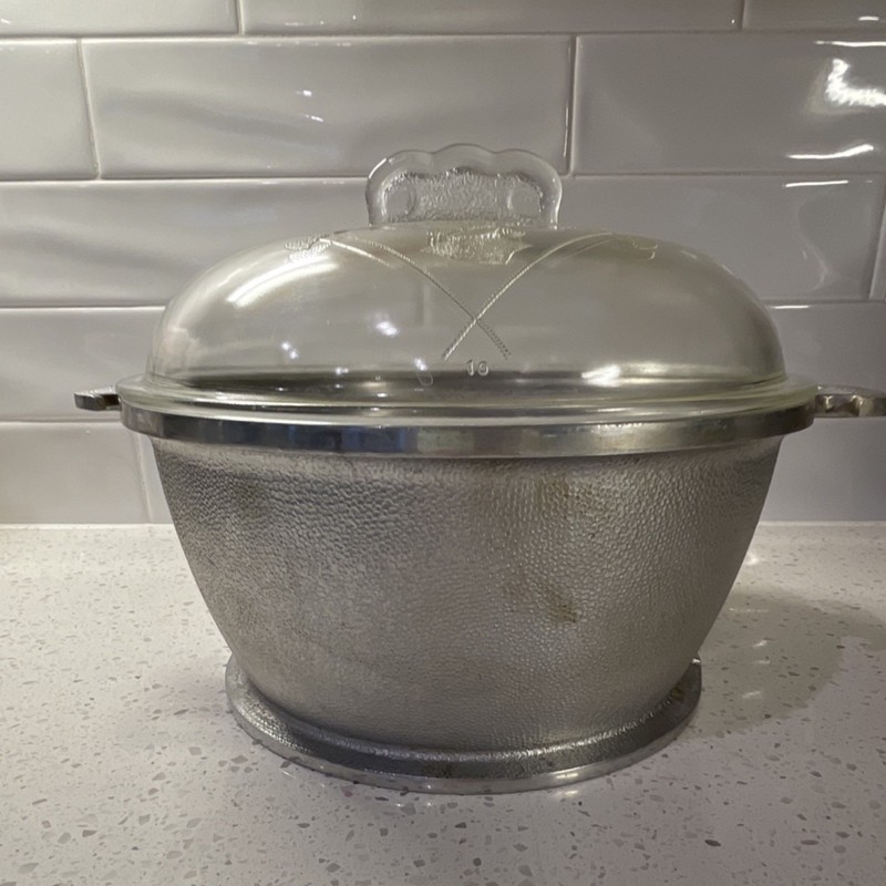 Guardian Service Aluminum Stockpot with Glass Lid Double Handle Silver Vintage 