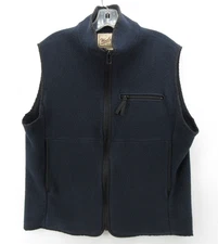 VINTAGE Woolrich Vest Men Medium Blue Pile Fleece Hiking Full Zip Jacket 90s USA