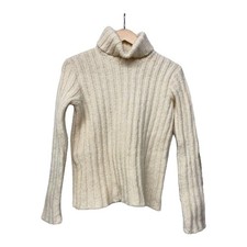 agnes b Turtleneck Knit Sweater Wool Made in France 3 CRM Thick Used