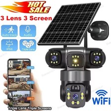 3 Lens Solar Camera 12MP Battery Home Security Outdoor Wifi Night Vision Camera