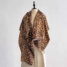 Brand design luxury leopard print imitation cashmere scarf thickened 2025 autumn