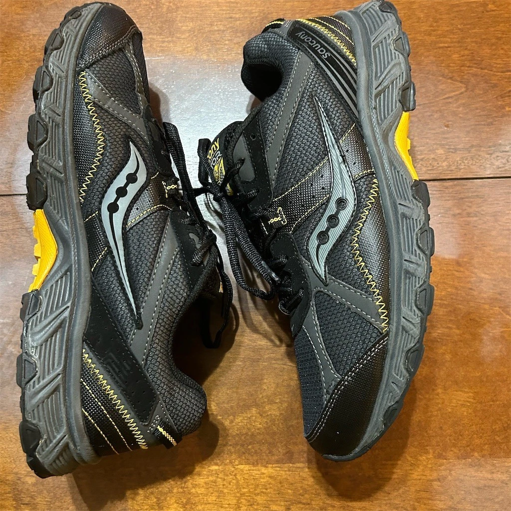 Saucony Grid Raptor Men's Trail Running Shoes Black Gray Yellow US 10.5