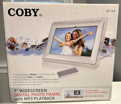 Digital Photo Frame Coby 7-Inch Widescreen with MP3 Player & 2 Frames DP-769