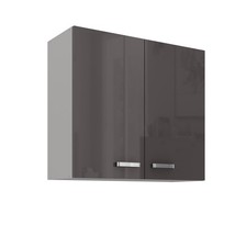 Küchen Hängeschrank 80 Hochglanz Grau Küchenzeile Küchenblock Küche Grey Bianca