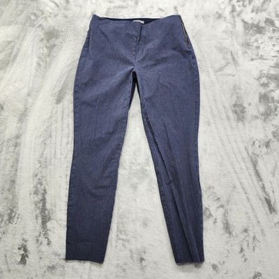 Maurices Pants Womens 10 Blue White Striped Skinny Ankle Side Zip Stretch Office