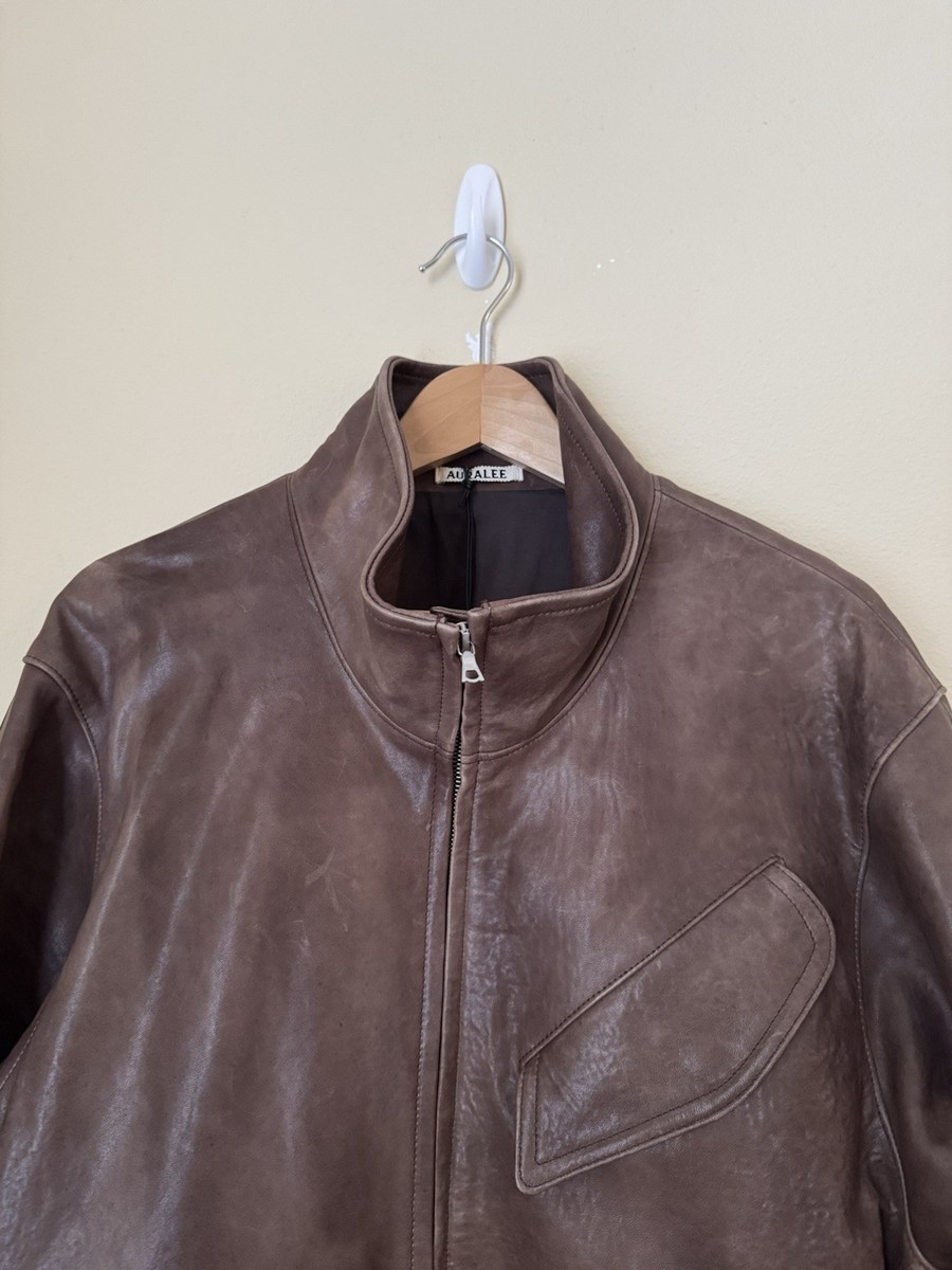 Auralee New Leather Blouson Jacket Brown Size 3 | eBay