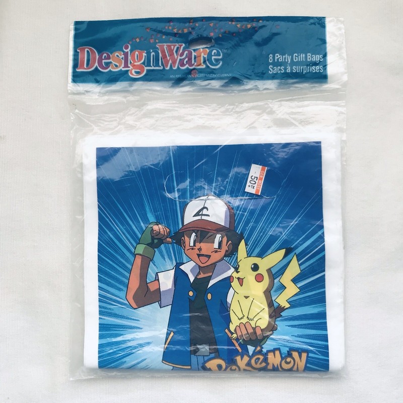 Vintage DesignWare 1999 Pokemon Birthday Party Favor Gift Bags 8 Pack - NEW