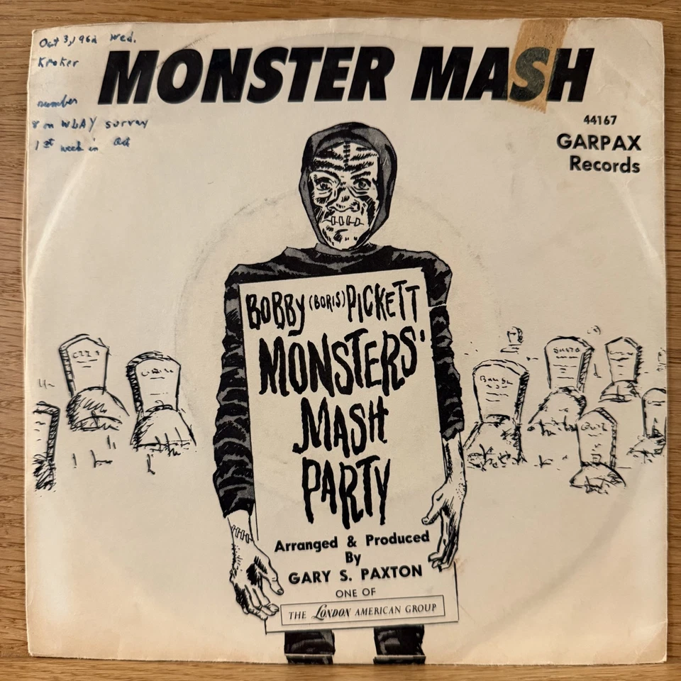 Monster Mash Bobby "Boris" Pickett Vinyl 45 Garpax 44167 Picture Sleeve 1962 - Image 3 of 4