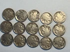VINTAGE US Coin Lot of 15 Buffalo Nickels 1913-1938 partial date  several 1927