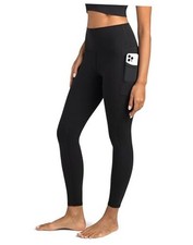 Women's High Waisted Yoga Pants 7/8 Length Leggings with Pockets Medium Black