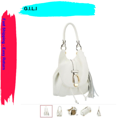 G.I.L.I Leather Convertible Backpack - Ivory/ Winter White 