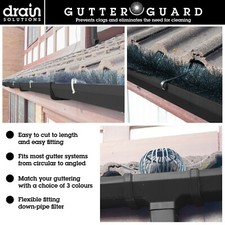 Gutter and Drain Guard  - Set Of 8m Gutter Brush  - 6 x Filter Guards - x Clips