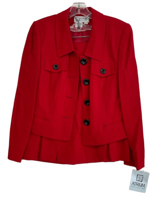 ATRIUM COLLECTION - 2 PC RED SKIRT & JACKET SUIT, SIZE 10, NEW WITH TAGS