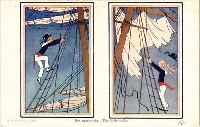 PC WILLEBEEK LE MAIR ARTIST SIGNED, THE LITTLE SAILOR, VINTAGE POSTCARD (b2893)