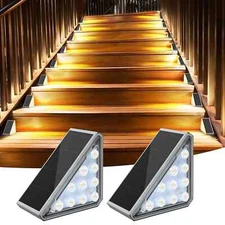 2Pack Solar Deck Lights 10LED Outdoor Garden Path Pathway Stairs Step Fence Lamp