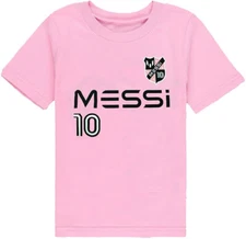 Messi Number 10 Soccer Logo Pink Unisex Kids T-Shirt. US Child Sizes. Brand New!