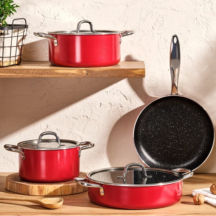 7-Piece Non-Stick Cookware Set - Professional Quality for Home Chefs - Pot Pan