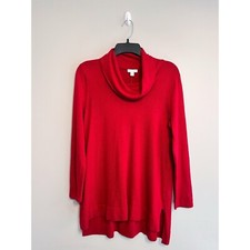 NWT J. Jill Red Pullover Sweater Pima Cotton Cowl Neck Long Sleeve Petite Small