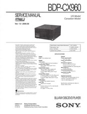 SONY BDP-CX960 Blu Ray DVD Service & Operatin...
