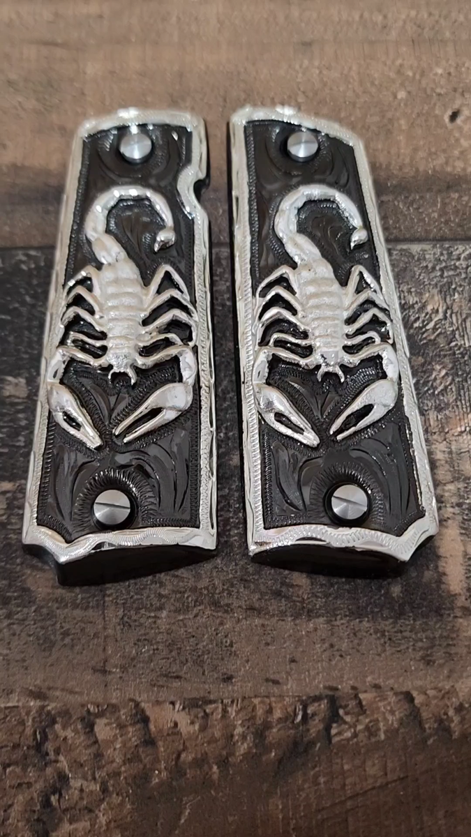 black silver premium plated scorpion alacran mexico style cachas