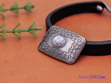 4PC 32X22MM SILVER WHITE Turquoise Western Flower Decor Saddle Belt Conchos