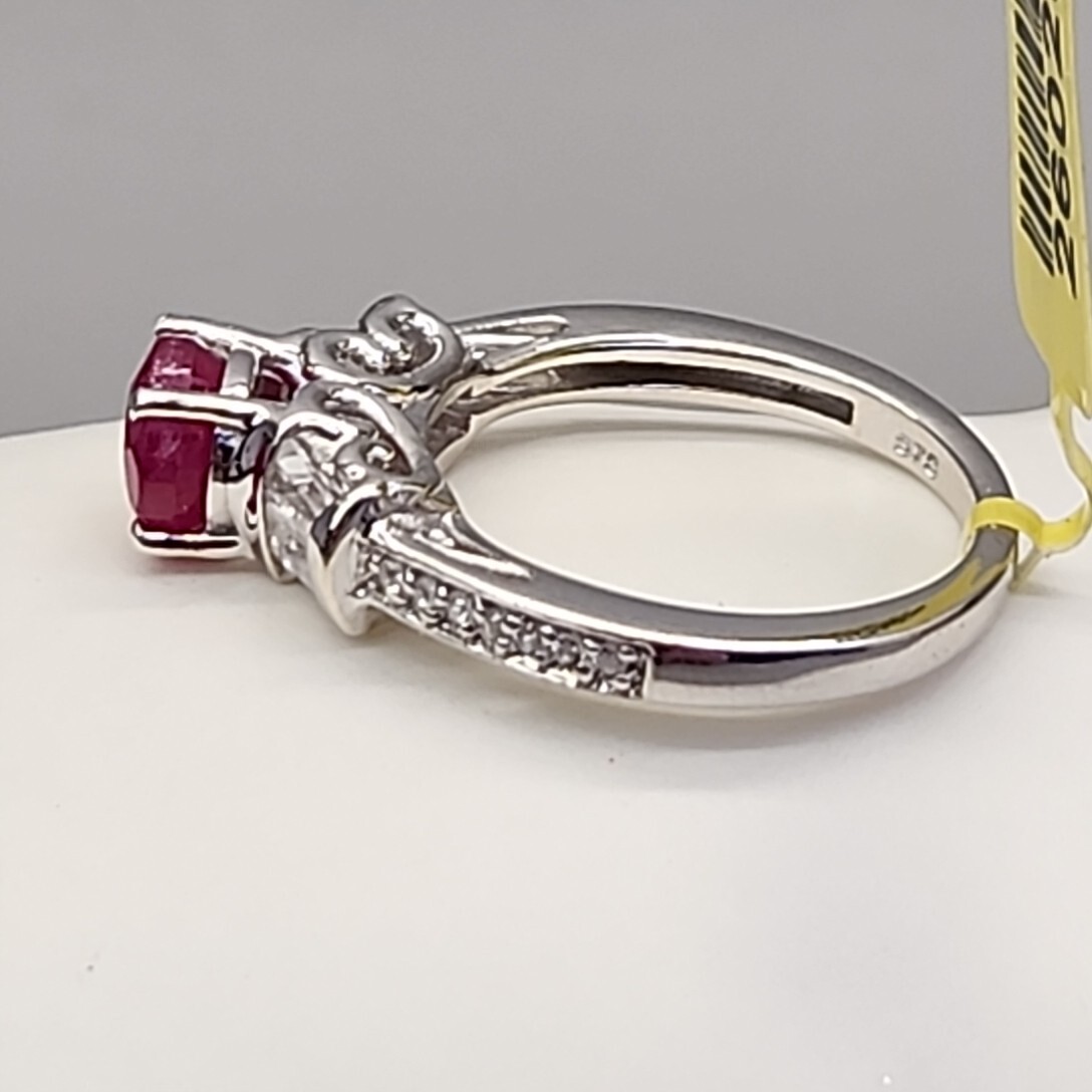 Ruby Ring Cocktail Red Lab Created White Topaz St… - image 3