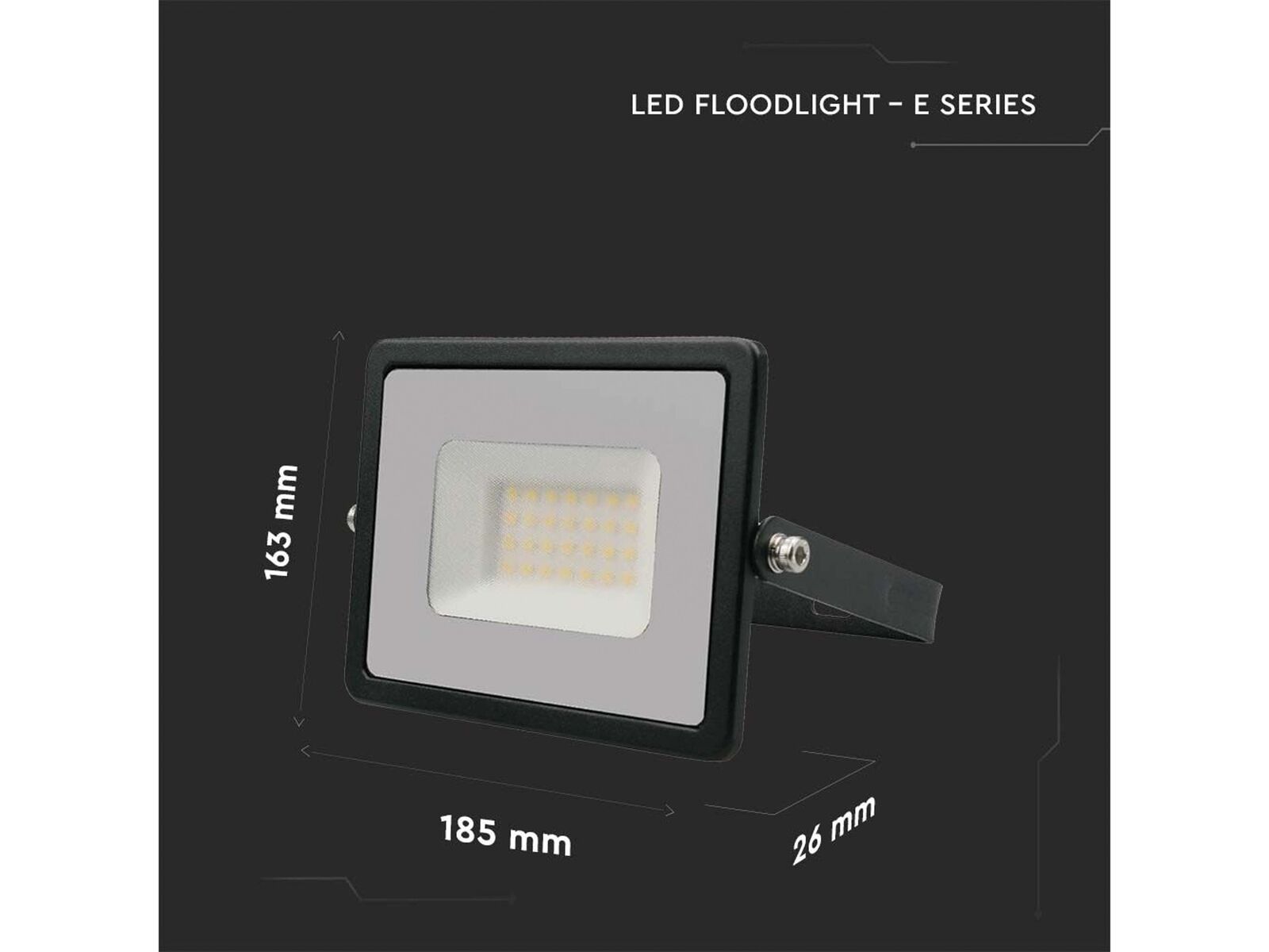 V-TAC LED-Fluter VT-4031, EEK F, 30W, 2510lm, 4000K, schwarz