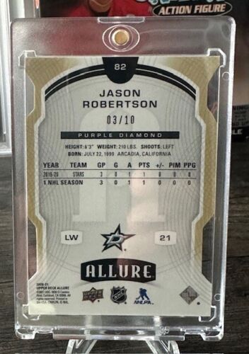 2021-22 Allure Purple Diamond Die Cut Jason Robertson Rookie SSP 3/10 - Picture 2 of 2