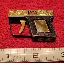 Vintage Penguin Mini Gun Pistol Miniature Novelty Lighter Japan Silver Toned