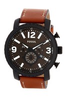 Fossil Bq2052 Men's Light Brown Stainless Steel 35122 Leather Strap Watch Fossil Bq2052 Men's Light Brown Stainless Steel 35122 Leather Strap Watch