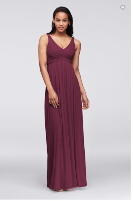 long mesh dress with cowl back detail David's Bridal Long Mesh Dress with Cowl Back Detail, Size 2, Wine