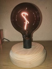 Vintage Lampe Retrolook Schlangenbirne dunkellila 4 W Höhe 24 cm handgefertigt
