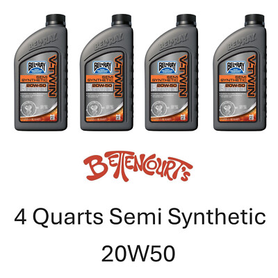 Harley Bel-Ray V Twin Semi Synthetic Engine Motor Oil Change 20W-50 4 Liters