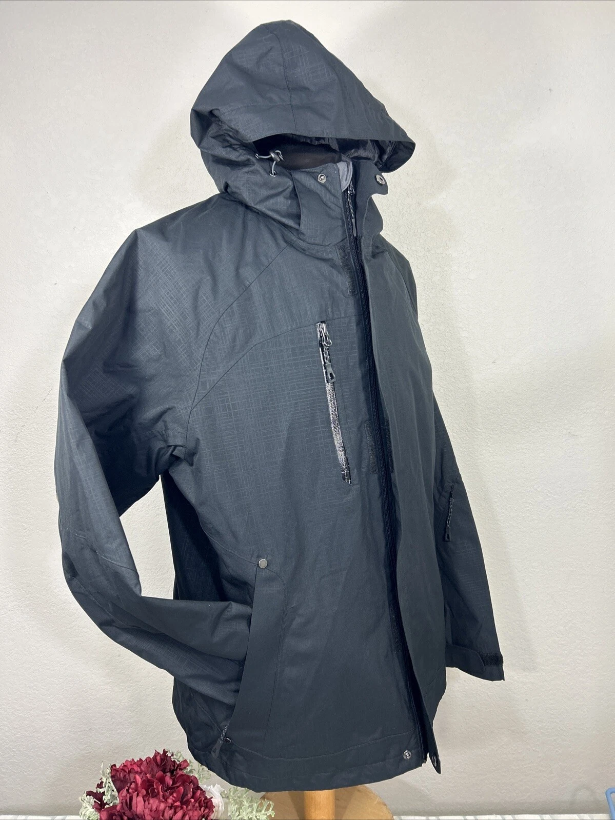North End Warm Logik Men's Insulated Jacket Waterproof Black Plaided Zip Coat LG