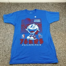 NWT Philadelphia 76ers x Pacman T-Shirt Junk Food Blue Mens Medium *Flaw