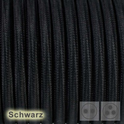 3-adrig Textilkabel  Stoffkabel pendelkabel  textile cable Schwarz 3x0,75 3x1,5